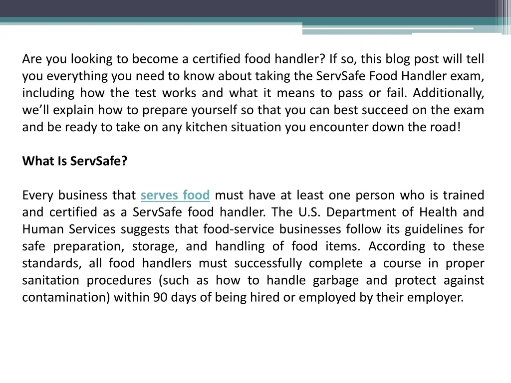 PPT - How to Become a ServSafe Food Handler PowerPoint Presentation ...